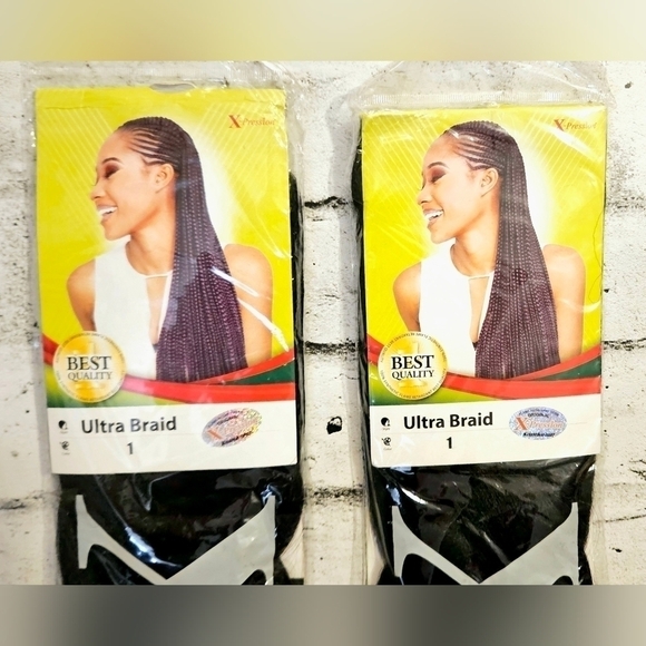 X-Pression Ultra Braid 2 Pack 82” Braiding Hair Color 1 New - Picture 3 of 4